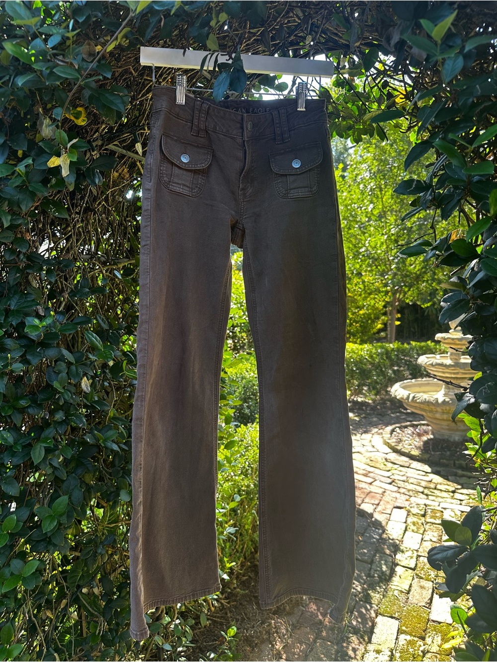American Eagle Flare Jeans in Brown Waist 00